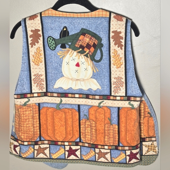 Vintage 90's Reversible Fall & Winter Teachercore Art To Wear Vest, Large - Picture 2 of 4